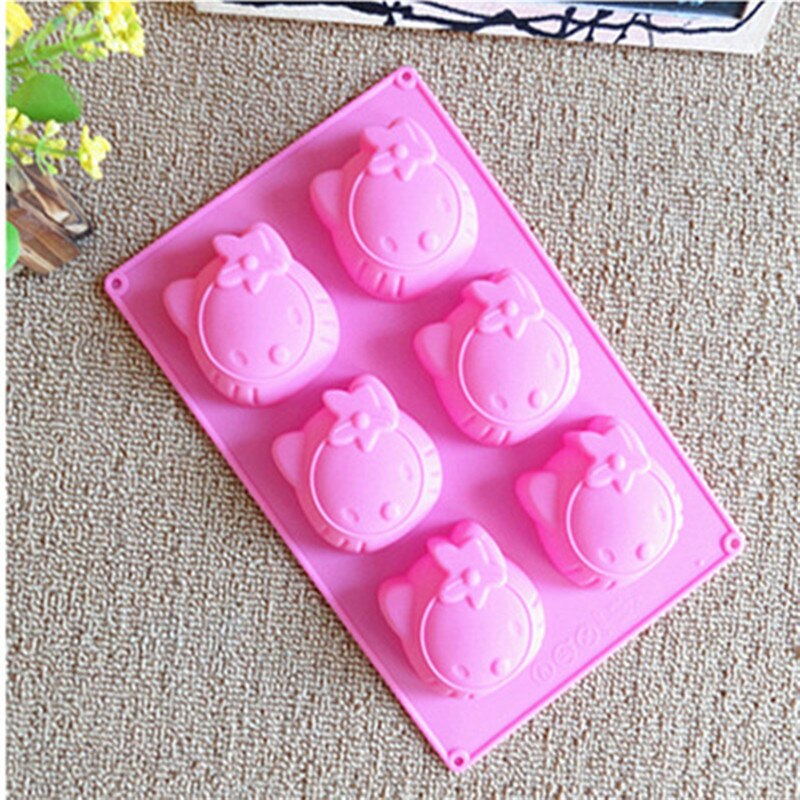 Силиконовая форма для выпечки, желе и других десертов Hello Kitty, 6 ячеек