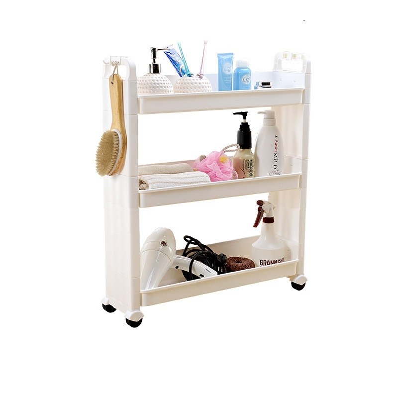 Пластиковая 3-х ярусная стойка с ручками и колёсиками Multi-Purpose Rack, 55х17х82 см