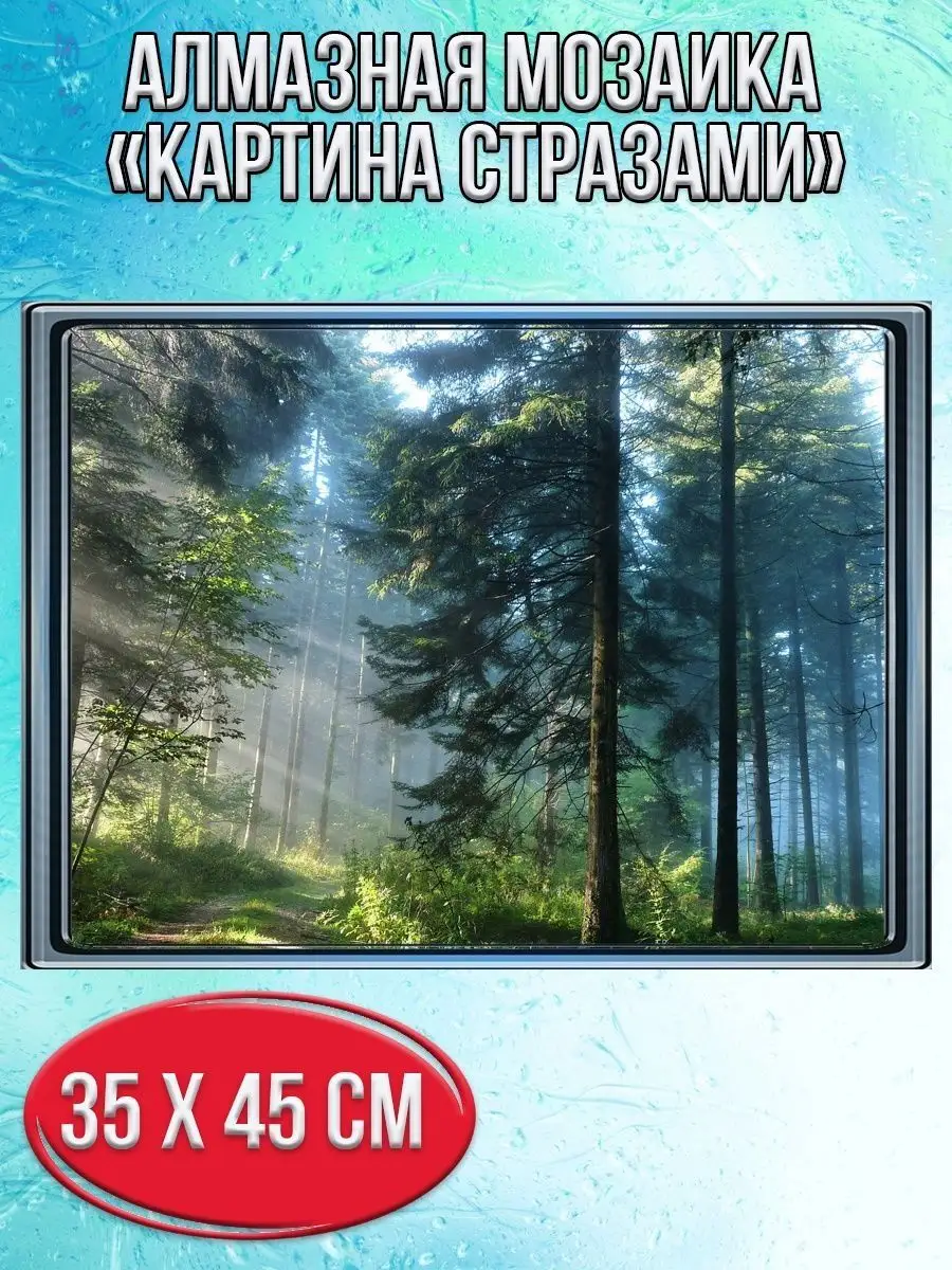 Алмазная мозаика картина стразами Утро в лесу, 40х50 см