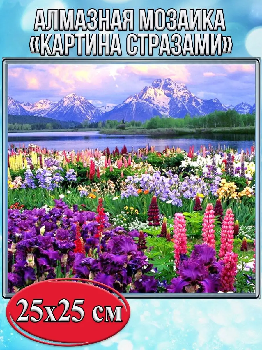 Алмазная мозаика картина стразами Альпийский луг, 30х30 см