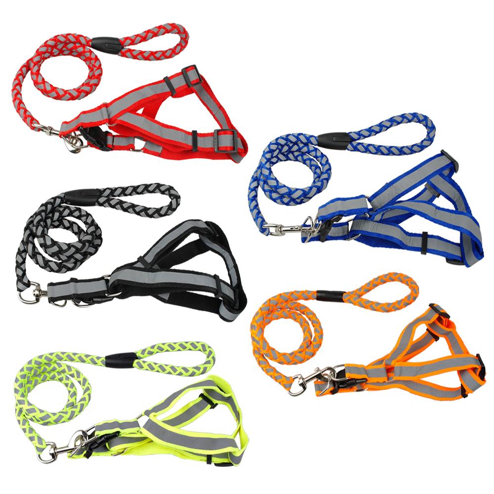 Dog-Collar-Harness-Leash-Set-Reflective-High-Quality-Nylon-Adjustable-Puppy-Small-Medium-Pets-Harnesses