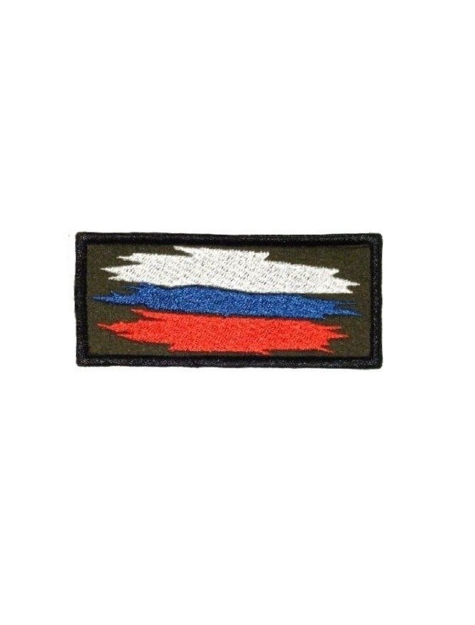 Нашивка на липучке Флаг РФ кистью, 9х4.5 см