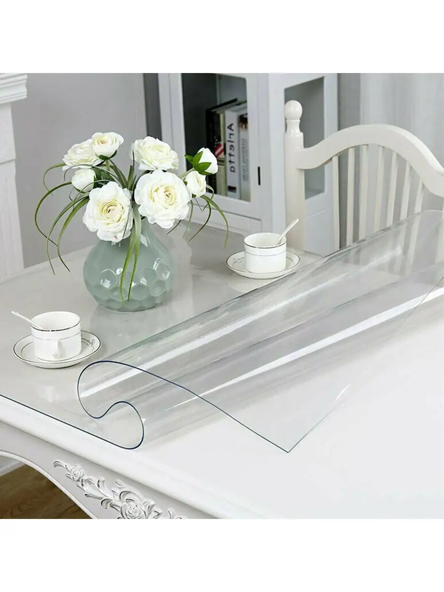 Гибкое стекло, прозрачная скатерть Soft Glass, 120х60 см