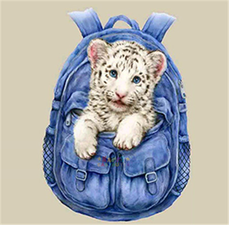 Алмазная мозаика картина стразами Тигрёнок в рюкзаке, 30х30 см