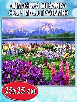 Алмазная мозаика картина стразами Альпийский луг, 30х30 см
