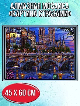 Алмазная мозаика картина стразами Собор Парижской Богоматери, 50х65 см