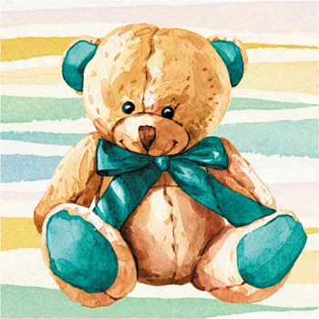Алмазная мозаика картина стразами Игрушечный медведь, 15х20 см
