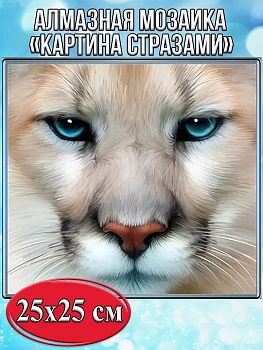 Алмазная мозаика картина стразами Мордочка, 30х30 см