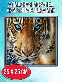 Алмазная мозаика картина стразами Тигр, 30х30 см