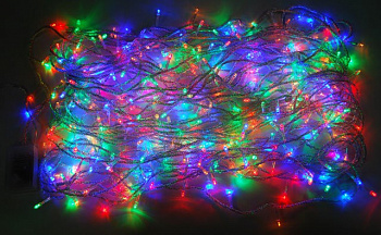 Разноцветная светодиодная гирлянда-нить 300 LED лампочек 19 м