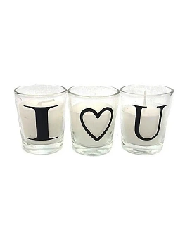 Набор свечей в стаканчиках I Love You, 3 шт