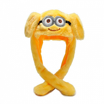 Светодиодная шапка с подвижными ушками Жёлтый человечек